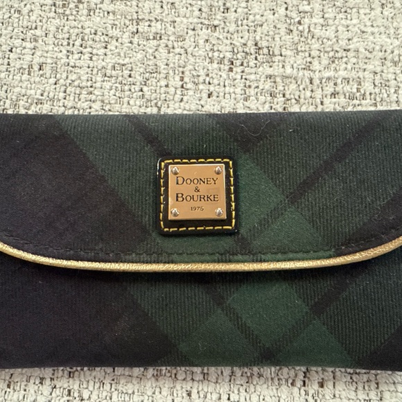 Dooney & Bourke Accessories - Dooney & Bourke Black and Green Plaid Wallet Tassel Zip